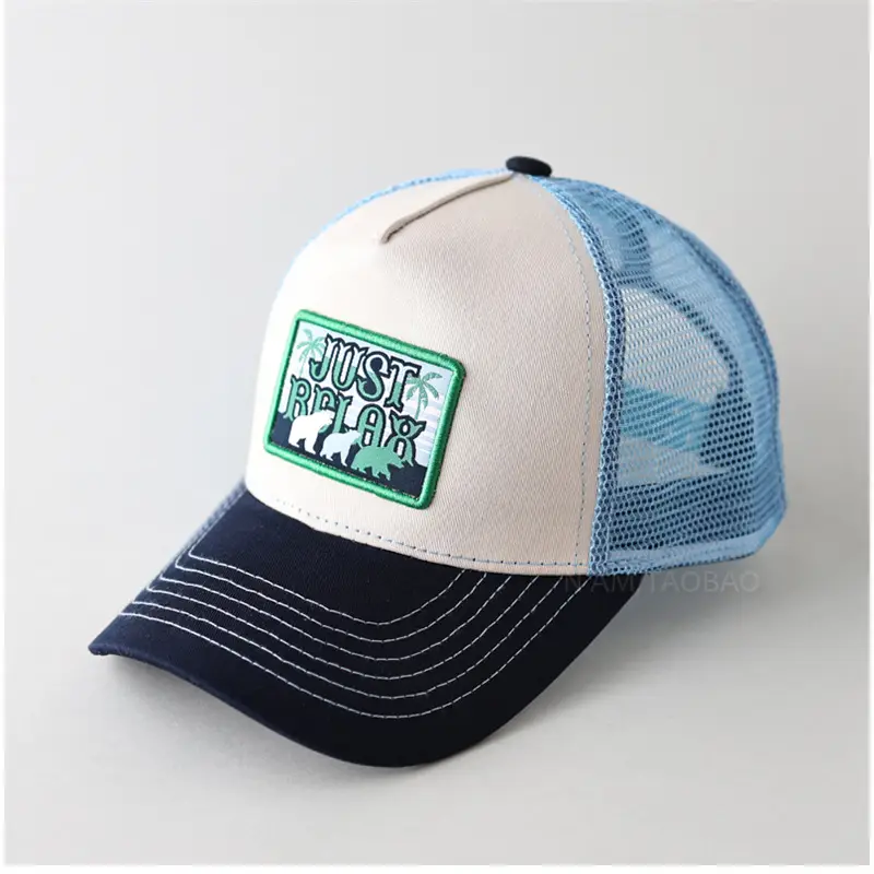 Men's Green Embroidered Mesh Cap with Orange Back