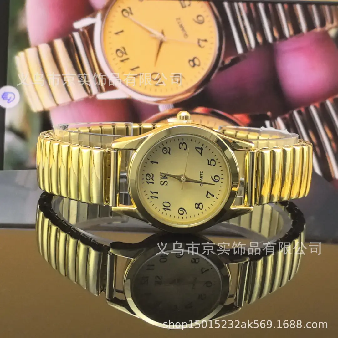 Middle-Aged and Elderly Pointer Digital Face Men and Women Quartz Large Dial Watch Elastic Band Couple Fashion Wholesale