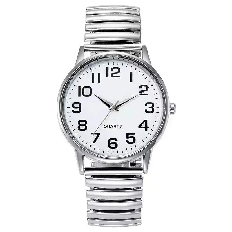 Middle-Aged and Elderly Pointer Digital Face Men and Women Quartz Large Dial Watch Elastic Band Couple Fashion Wholesale — feature 10
