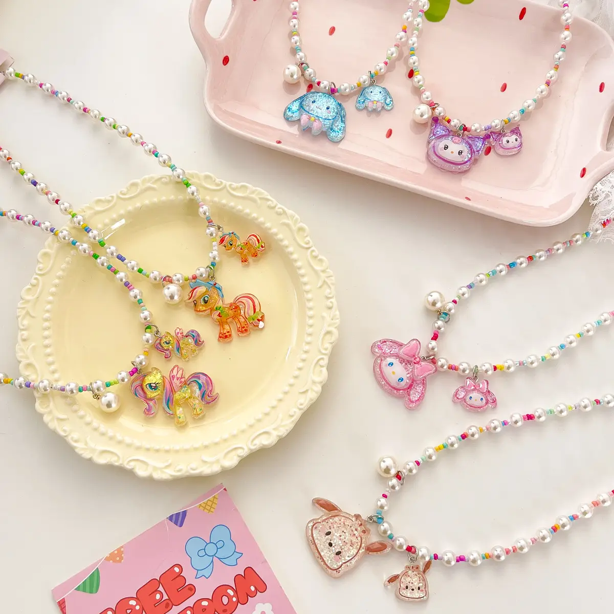 New Cartoon Kroomi Children's Necklace Little Girl Colorful Beaded Neck Chain - Image 12