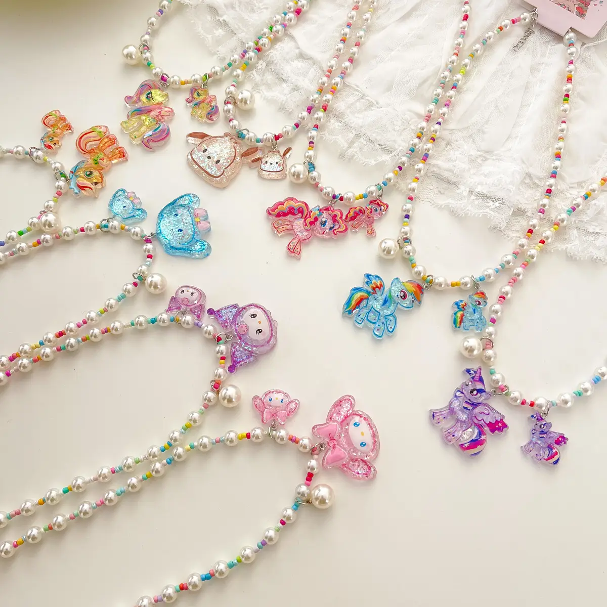 New Cartoon Kroomi Children's Necklace Little Girl Colorful Beaded Neck Chain - Image 13
