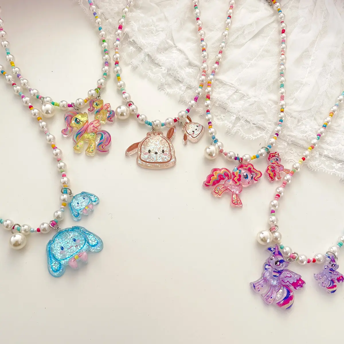 New Cartoon Kroomi Children's Necklace Little Girl Colorful Beaded Neck Chain - Image 14