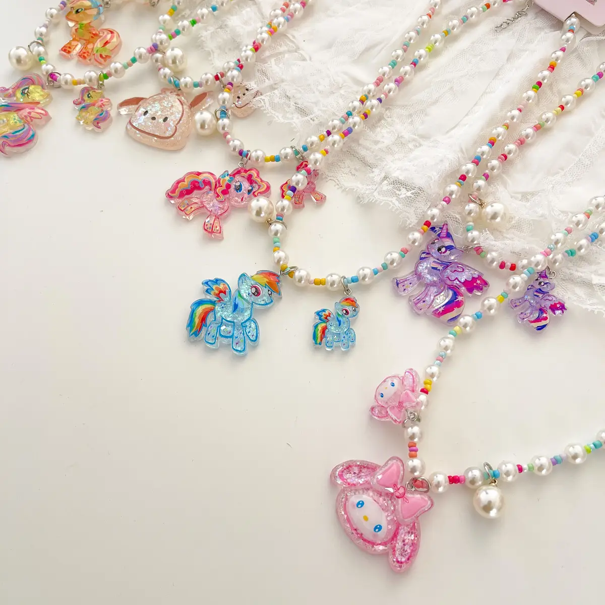New Cartoon Kroomi Children's Necklace Little Girl Colorful Beaded Neck Chain — feature 4