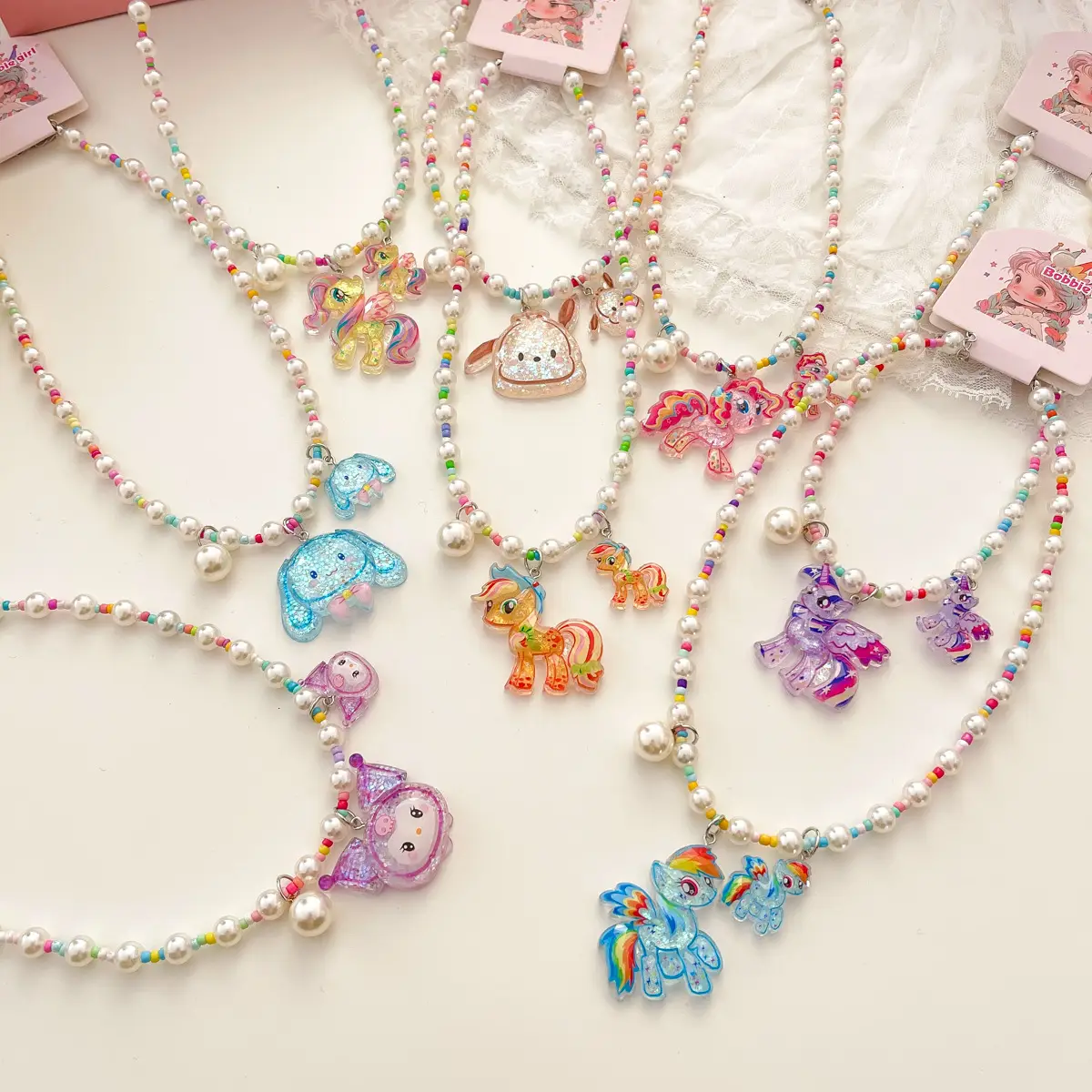 New Cartoon Kroomi Children's Necklace Little Girl Colorful Beaded Neck Chain — feature 5