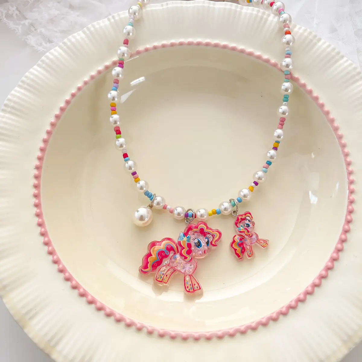 New Cartoon Kroomi Children's Necklace Little Girl Colorful Beaded Neck Chain - Image 2