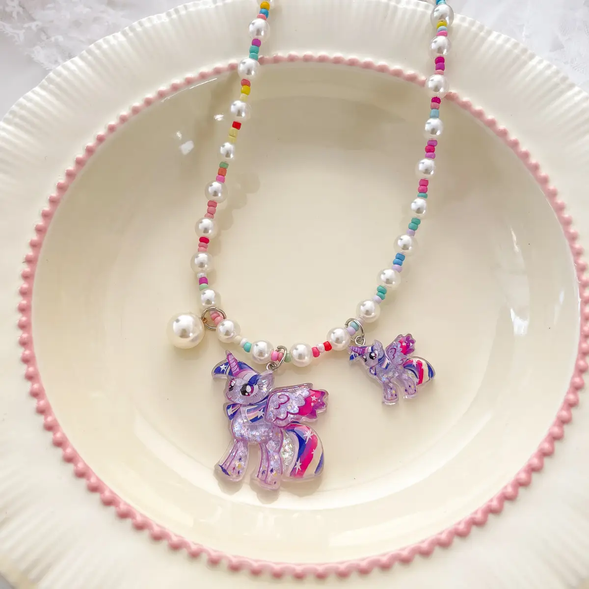 New Cartoon Kroomi Children's Necklace Little Girl Colorful Beaded Neck Chain - Image 3