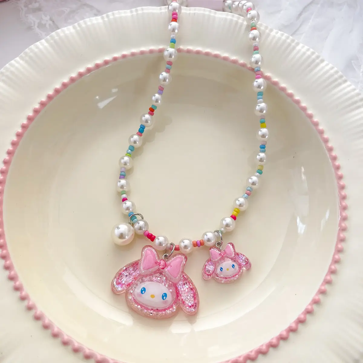New Cartoon Kroomi Children's Necklace Little Girl Colorful Beaded Neck Chain - Image 6