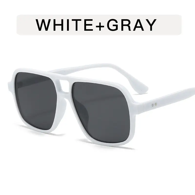 White Gray Aviator Sunglasses for Men Women - Image 9