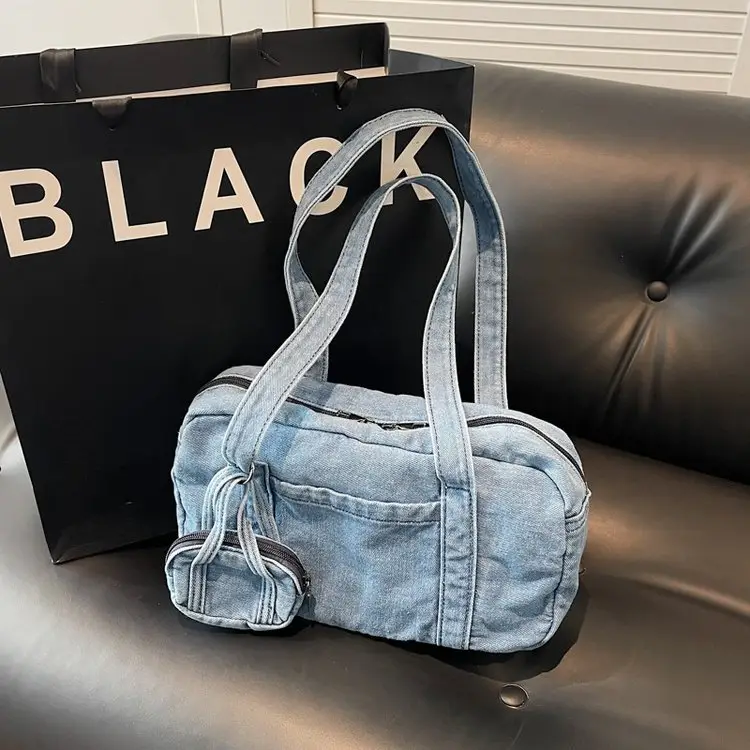 Retro Denim Crossbody Bag for Women Large Capacity - Image 4