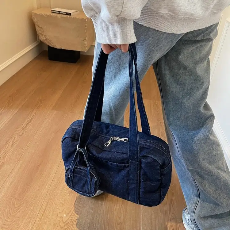 Retro Denim Crossbody Bag for Women Large Capacity - Image 6