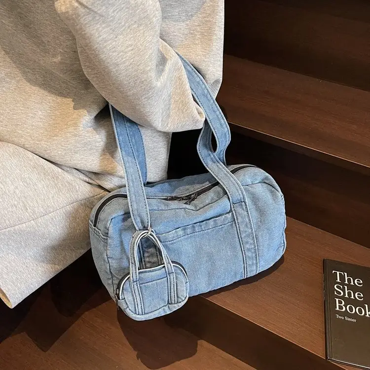 Retro Denim Crossbody Bag for Women Large Capacity - Image 7