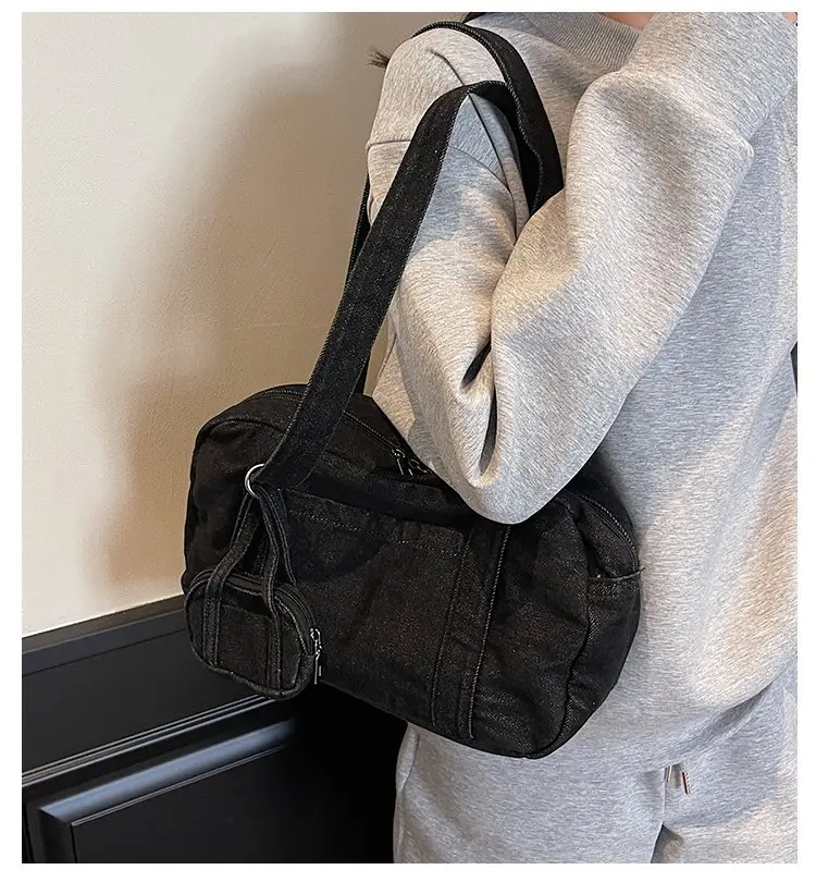 Retro Denim Crossbody Bag for Women Large Capacity — feature 1