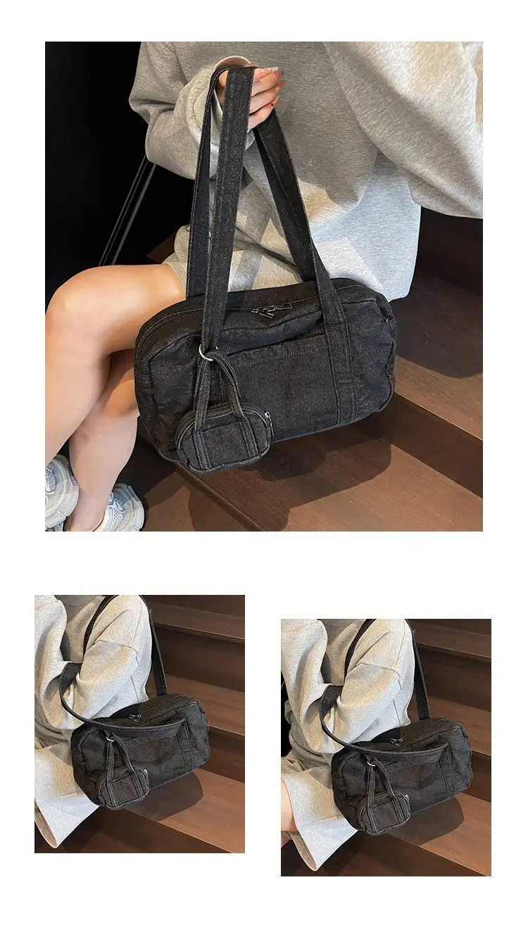 Retro Denim Crossbody Bag for Women Large Capacity — feature 10