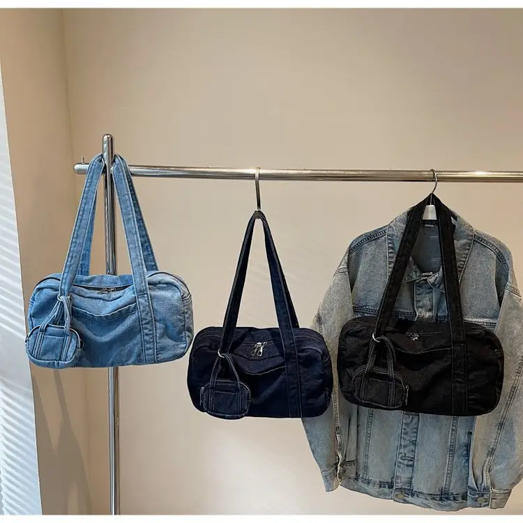 Retro Denim Crossbody Bag for Women Large Capacity — feature 12