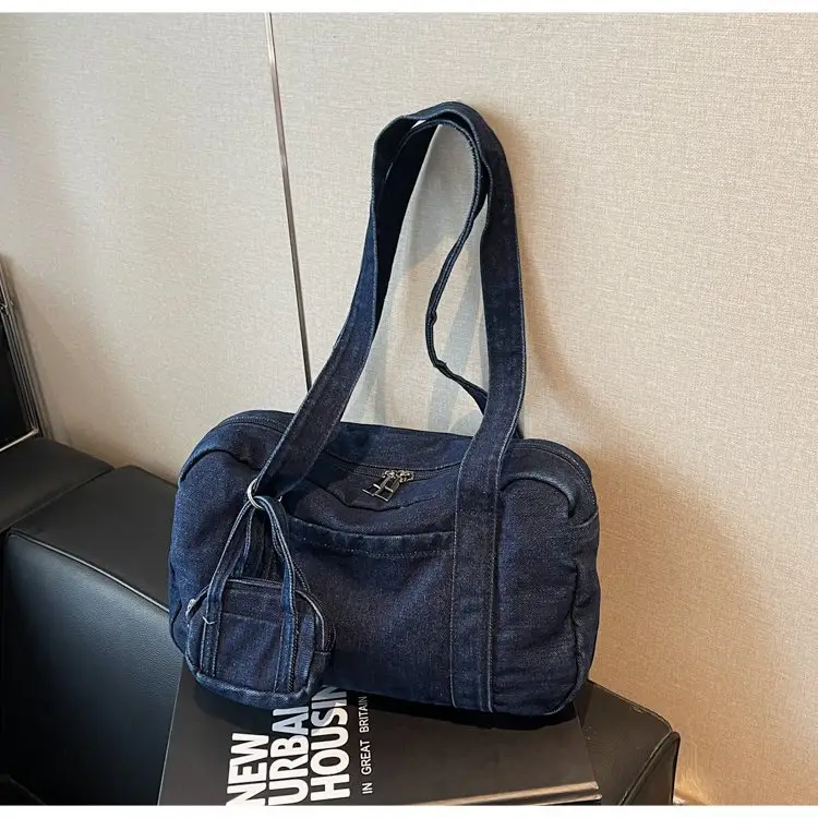 Retro Denim Crossbody Bag for Women Large Capacity — feature 13