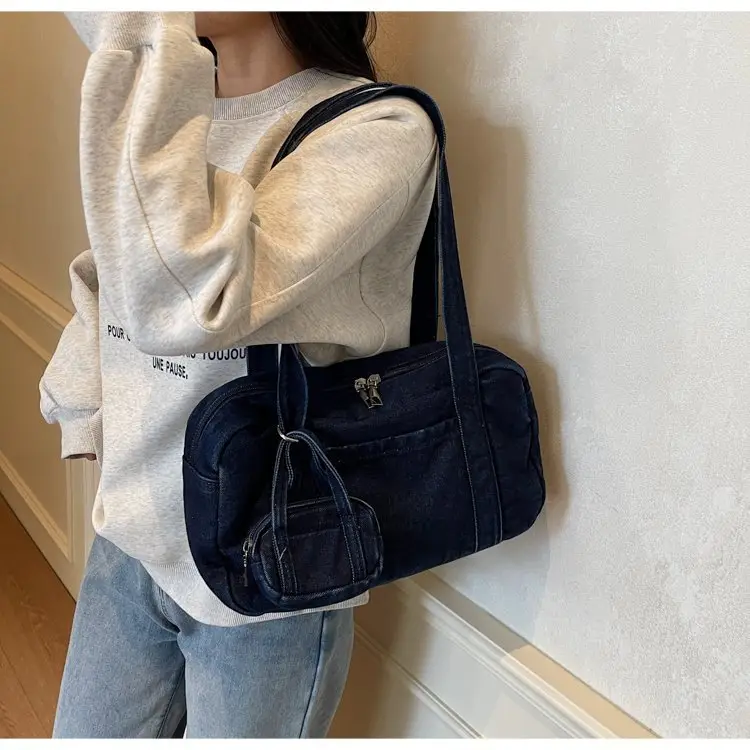 Retro Denim Crossbody Bag for Women Large Capacity — feature 20