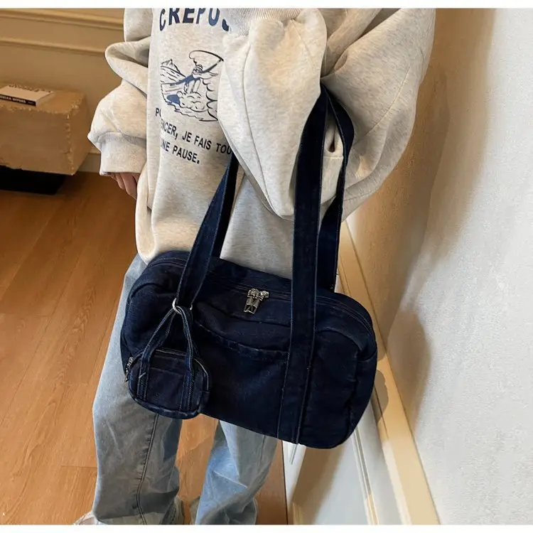 Retro Denim Crossbody Bag for Women Large Capacity — feature 21