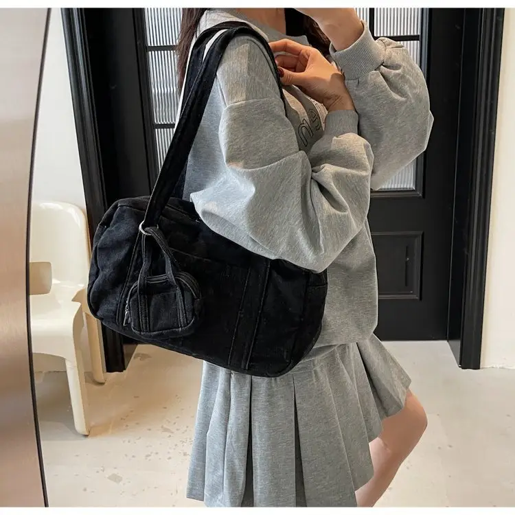 Retro Denim Crossbody Bag for Women Large Capacity — feature 22