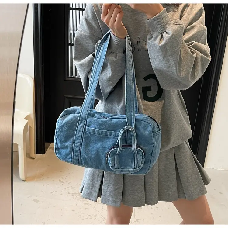 Retro Denim Crossbody Bag for Women Large Capacity — feature 26