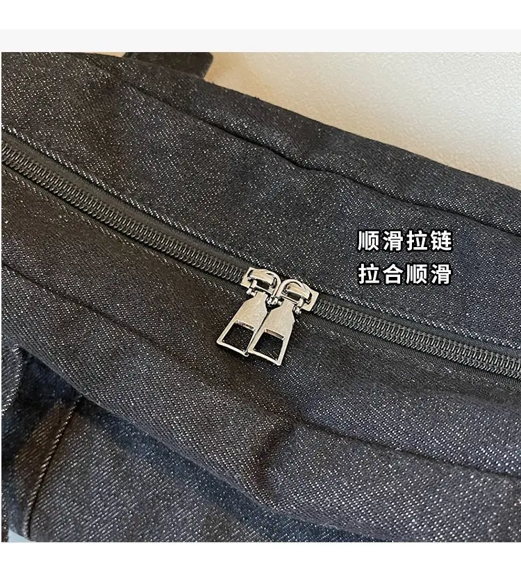 Retro Denim Crossbody Bag for Women Large Capacity — feature 3