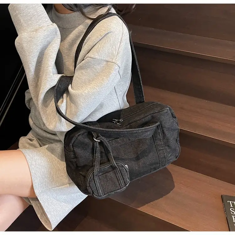 Retro Denim Crossbody Bag for Women Large Capacity — feature 32