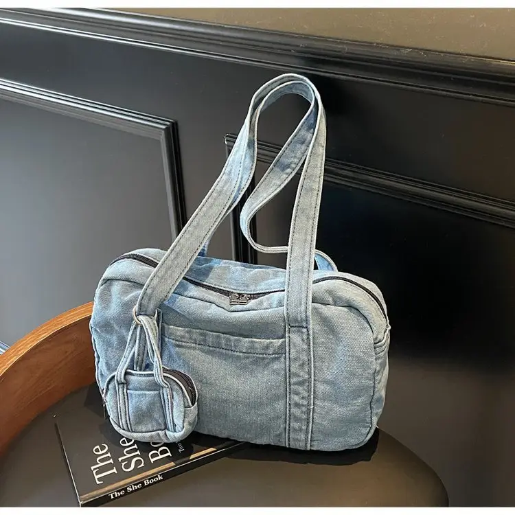 Retro Denim Crossbody Bag for Women Large Capacity — feature 35