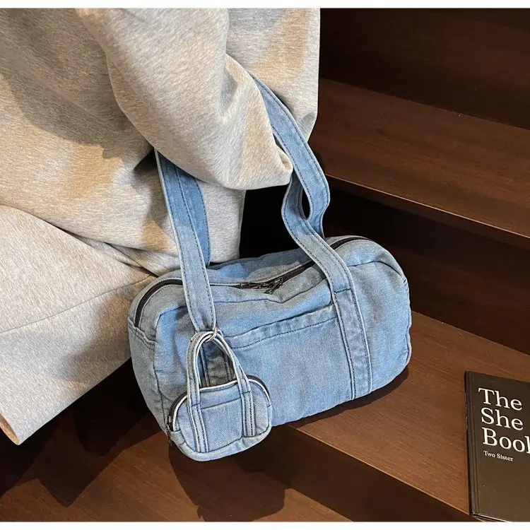 Retro Denim Crossbody Bag for Women Large Capacity — feature 36