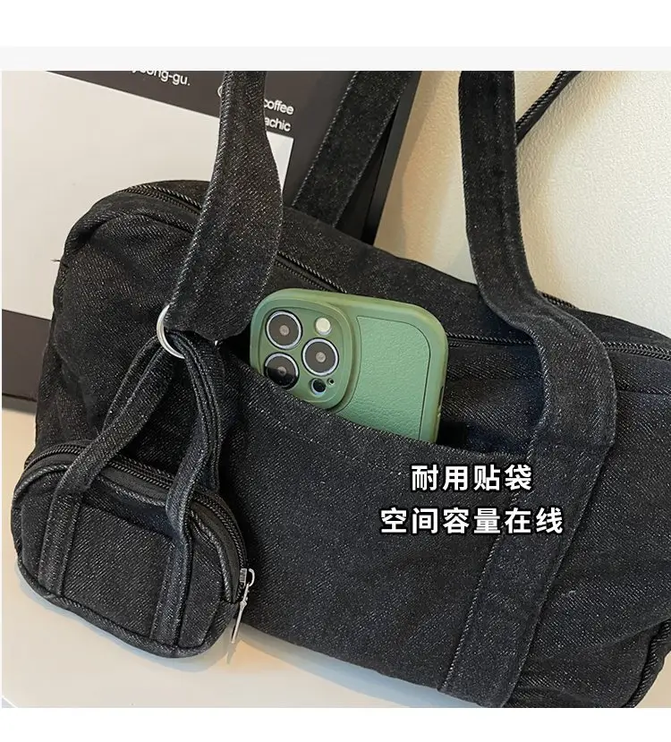 Retro Denim Crossbody Bag for Women Large Capacity — feature 5