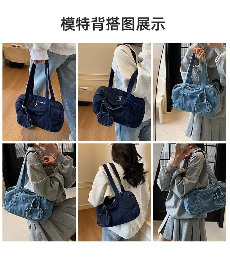 Retro Denim Crossbody Bag for Women Large Capacity — feature 8