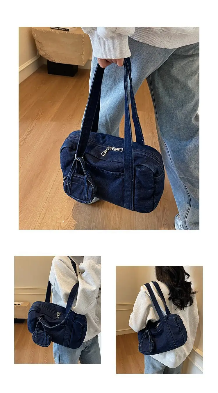 Retro Denim Crossbody Bag for Women Large Capacity — feature 9