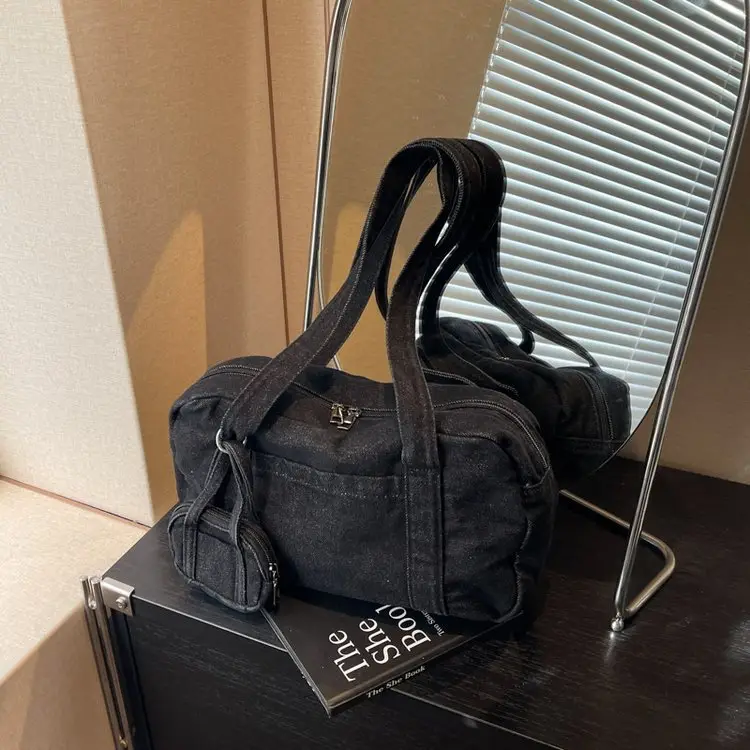 Retro Denim Crossbody Bag for Women Large Capacity - Image 2