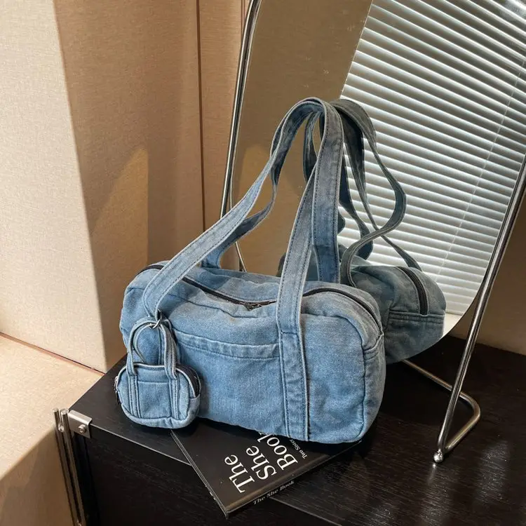Retro Denim Crossbody Bag for Women Large Capacity - Image 3