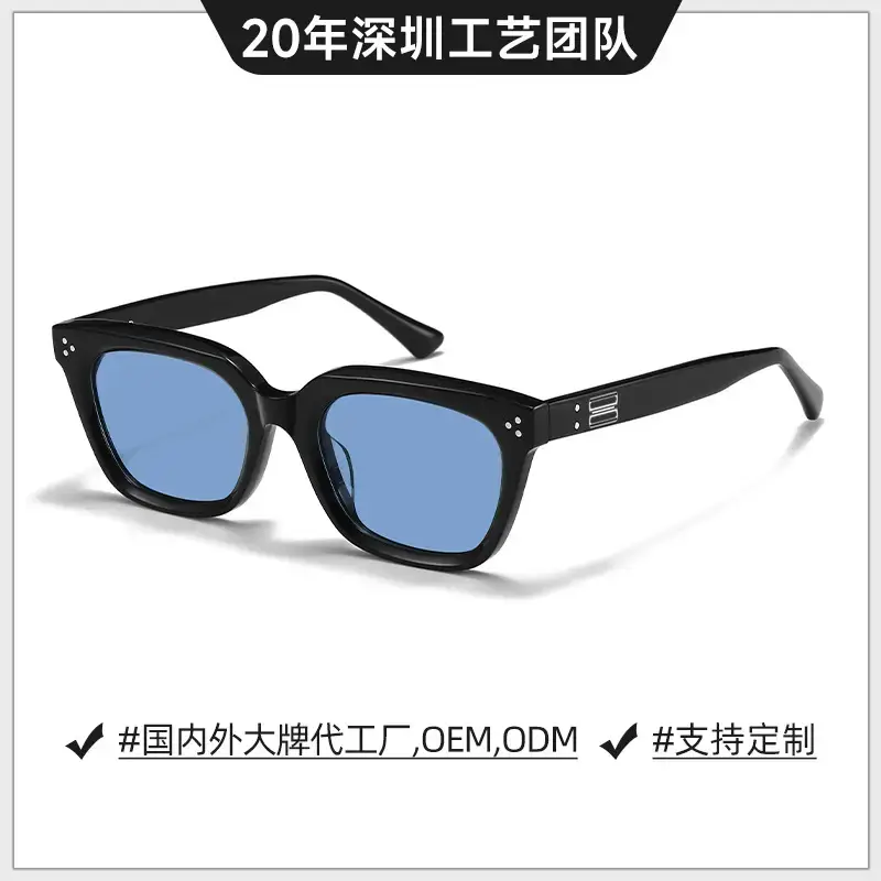 Men's Gradient Sunglasses Black Frame Light Blue - Image 13