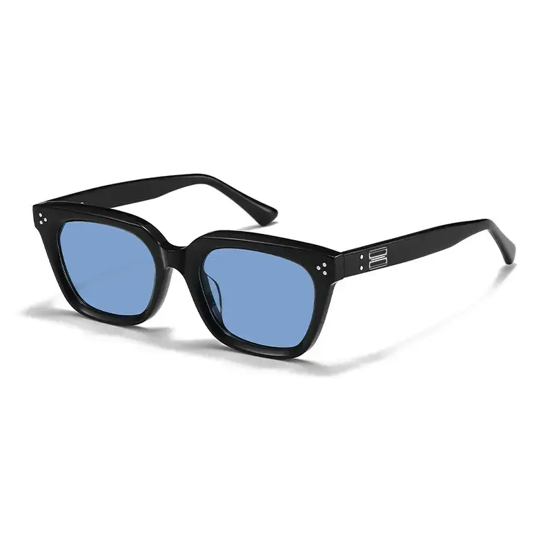 Men's Gradient Sunglasses Black Frame Light Blue - Image 16