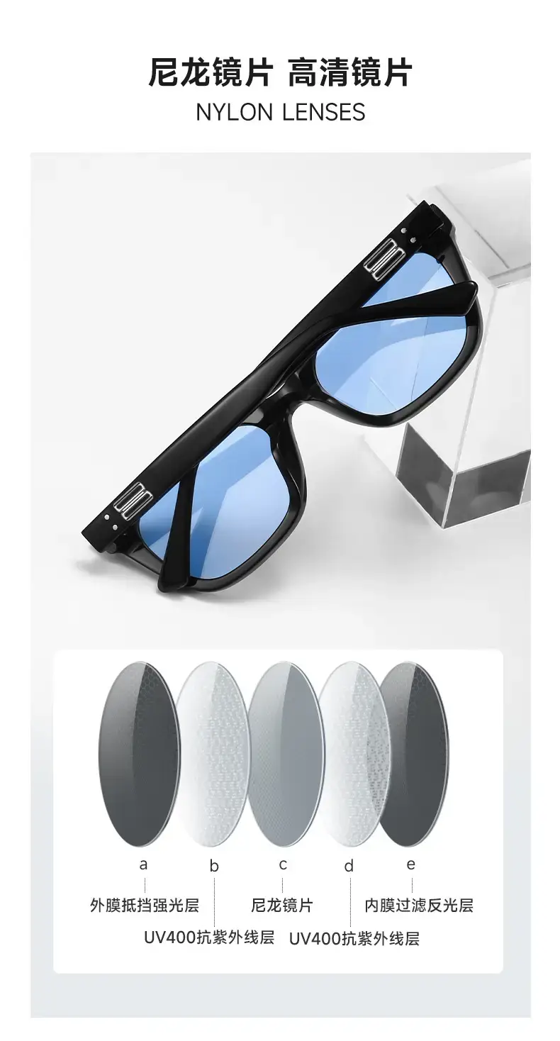 Men's Gradient Sunglasses Black Frame Light Blue — feature 5