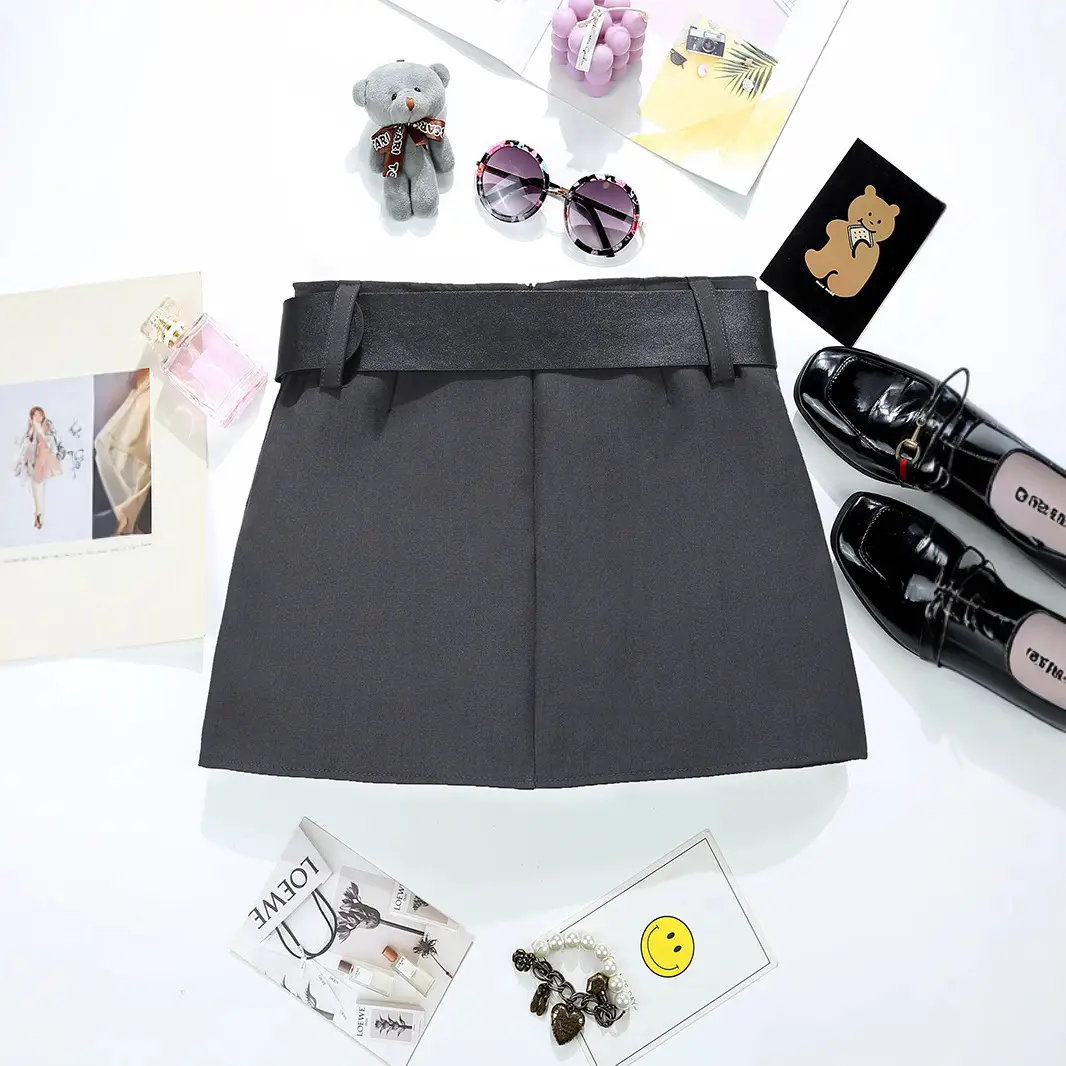 Black Wide Belt Hip Skirt Set for Women - Image 4