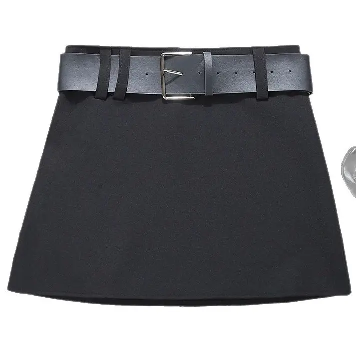 Black Wide Belt Hip Skirt Set for Women - Image 7