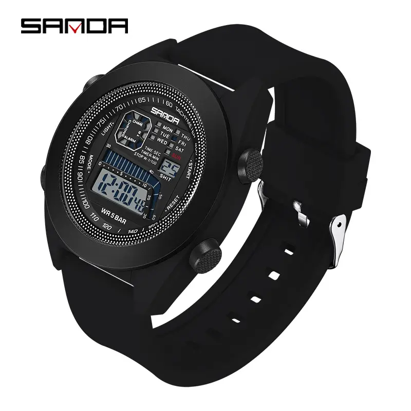 Sanda Digital Fitness Watch Black Waterproof Night Vision