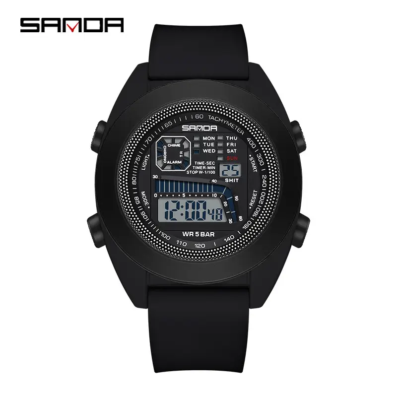 Sanda Digital Fitness Watch Black Waterproof Night Vision