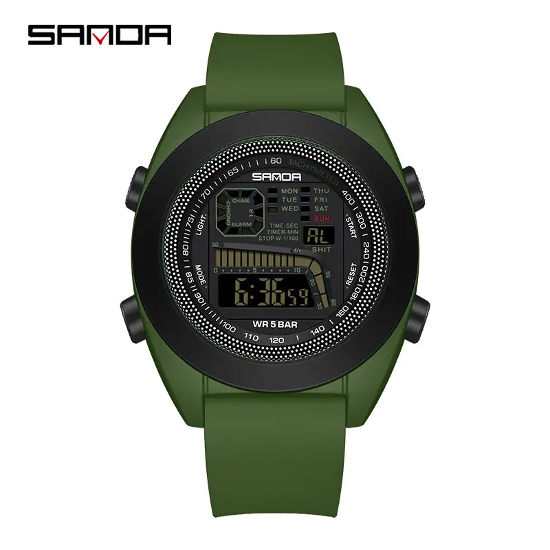 Sanda Digital Fitness Watch Black Waterproof Night Vision