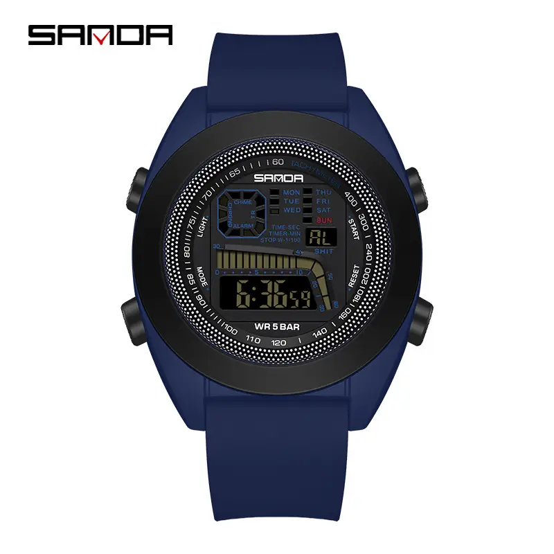 Sanda Digital Fitness Watch Black Waterproof Night Vision
