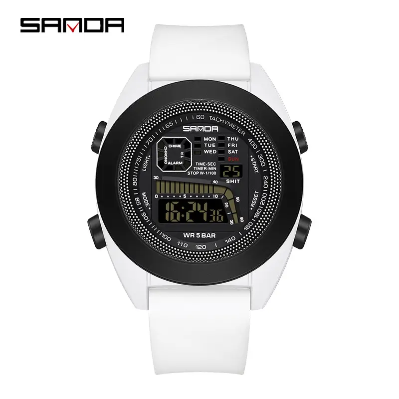 Sanda Digital Fitness Watch Black Waterproof Night Vision