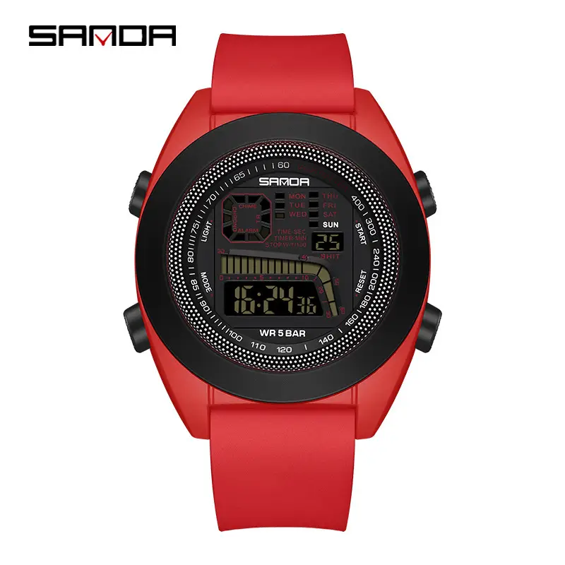 Sanda Digital Fitness Watch Black Waterproof Night Vision