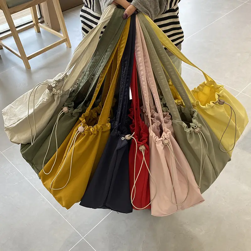 Yellow Canvas Shoulder Bag for Women New Size Artistic Design - Image 14