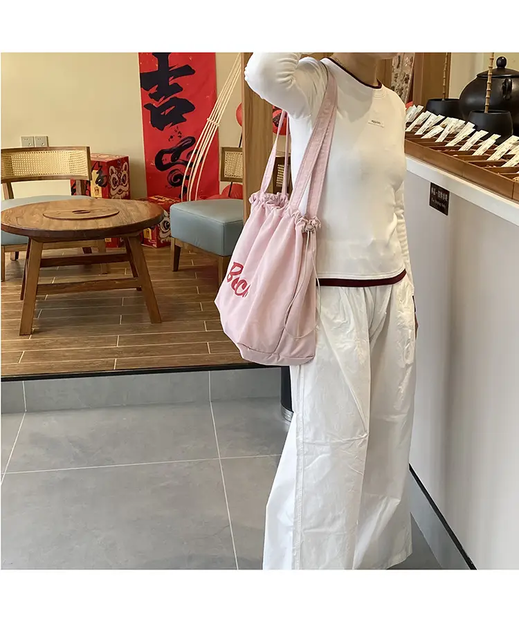 Yellow Canvas Shoulder Bag for Women New Size Artistic Design — feature 10