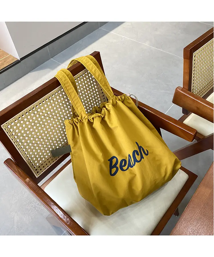 Yellow Canvas Shoulder Bag for Women New Size Artistic Design — feature 14