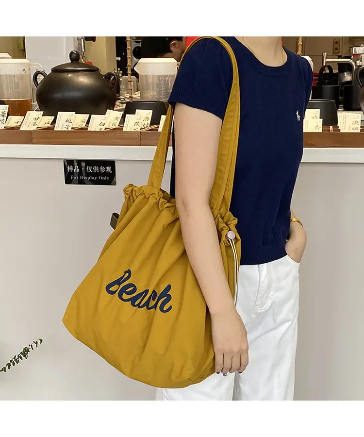 Yellow Canvas Shoulder Bag for Women New Size Artistic Design — feature 17