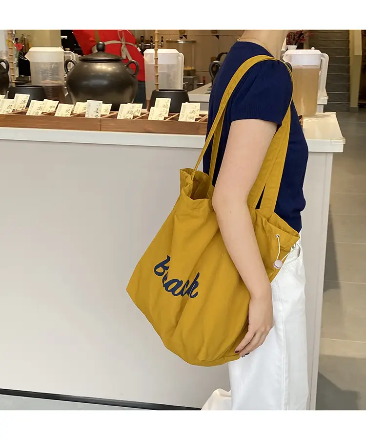 Yellow Canvas Shoulder Bag for Women New Size Artistic Design — feature 18