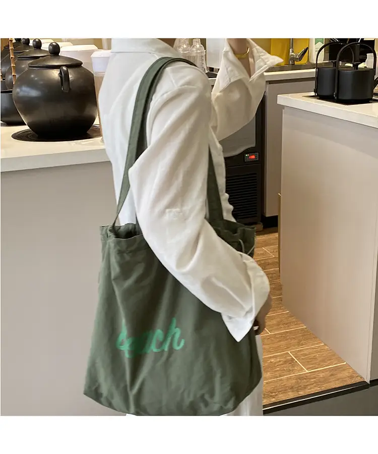 Yellow Canvas Shoulder Bag for Women New Size Artistic Design — feature 35
