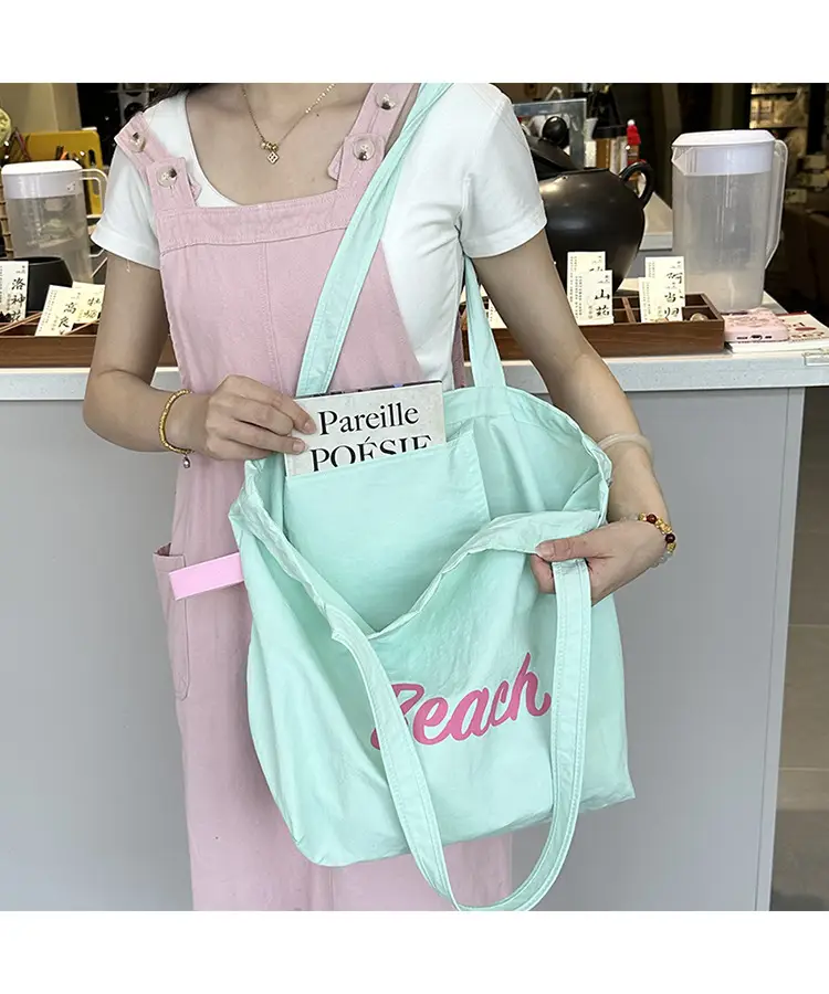 Yellow Canvas Shoulder Bag for Women New Size Artistic Design — feature 42